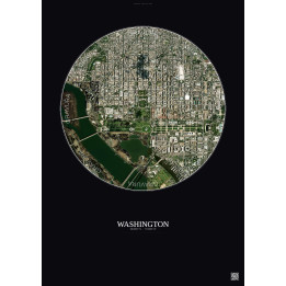Affiche Washington – Poster vue satellite 2.5km Couleur | Gravura – Fond foncé