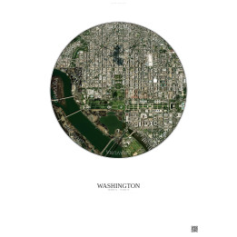 Affiche Washington – Poster vue satellite 2.5km Couleur | Gravura – Fond clair