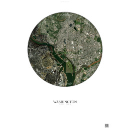 Affiche Washington – Poster vue satellite 6km Couleur | Gravura – Fond clair