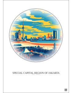 Affiche Special Capital Region Of Jakarta – Poster illustration vintage – Famous Viewpoint Of Special Capital Region Of Jakarta  2