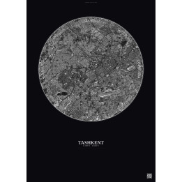 Tashkent Satellite View Poster 10km B&W | Gravura – Dark background