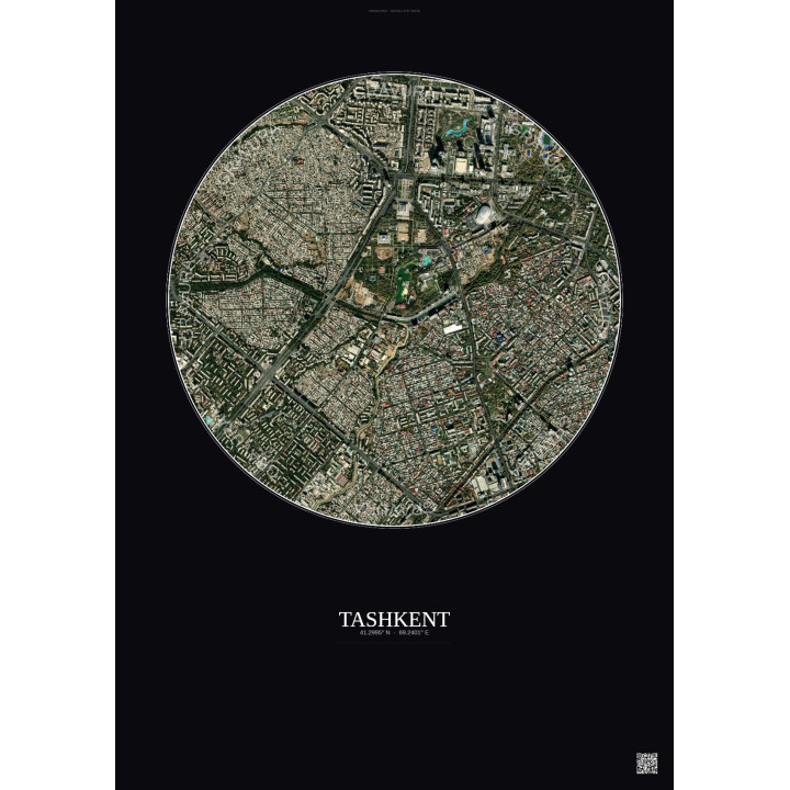 Tashkent Satellite View Poster 2.5km Color | Gravura – Dark background