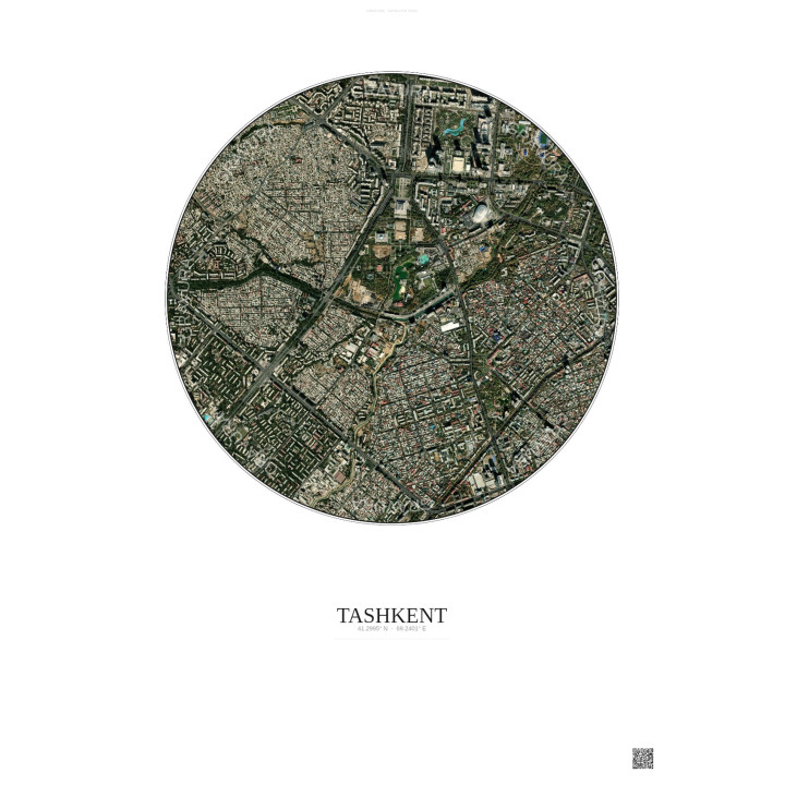 Tashkent Satellite View Poster 2.5km Color | Gravura – Light background