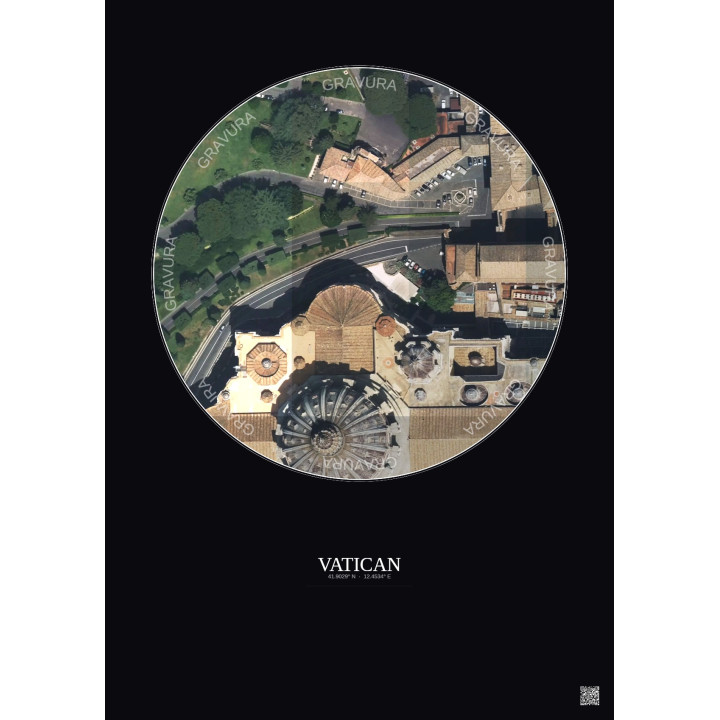 Vatican Satellite View Poster 0.1km Color | Gravura – Dark background