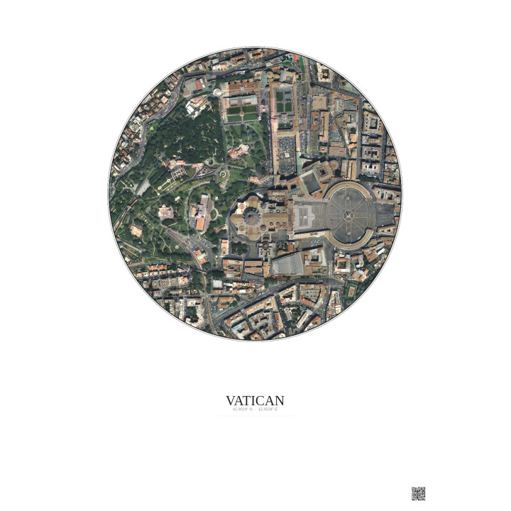 Vatican Satellite View Poster 0.5km Color | Gravura – Light background