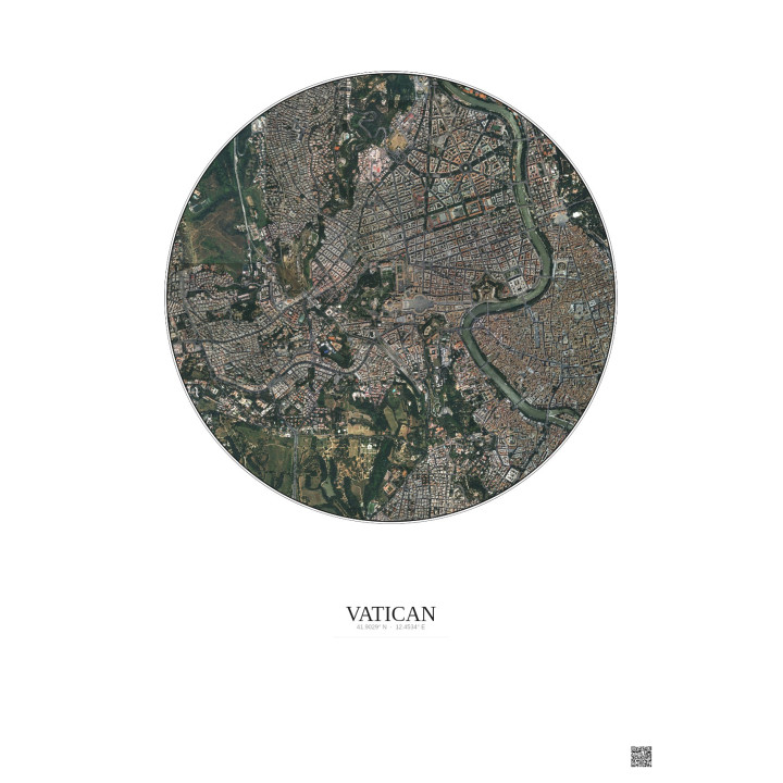Vatican Satellite View Poster 2.5km Color | Gravura – Light background