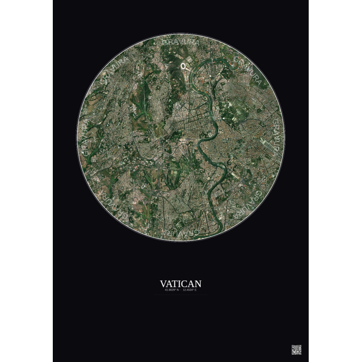 Vatican Satellite View Poster 5km Color | Gravura – Dark background