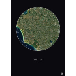 Vatican Satellite View Poster 30km Color | Gravura – Dark background