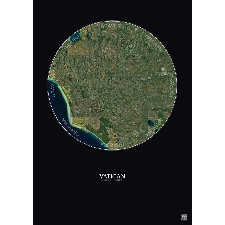 Vatican Satellite View Poster 30km Color | Gravura – Dark background
