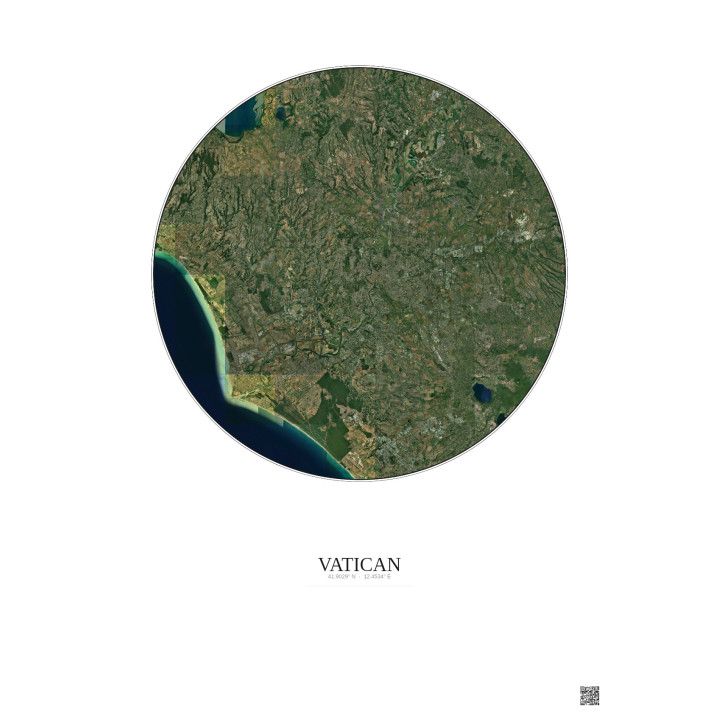 Vatican Satellite View Poster 30km Color | Gravura – Light background