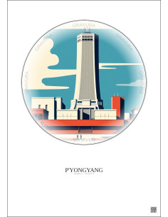 Affiche P Yongyang – Poster illustration vintage – Most Iconic Landmark Of P Yongyang | Gravura – Fond clair 2
