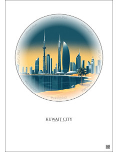 Kuwait City Vintage Travel Poster – Kuwait City | Gravura – Light background 2