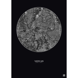 Vatican Satellite View Poster 2.5km B&W | Gravura – Dark background