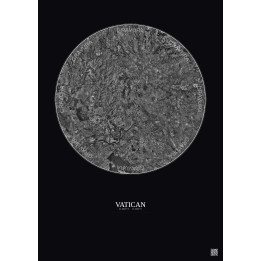 Vatican Satellite View Poster 20km B&W | Gravura – Dark background