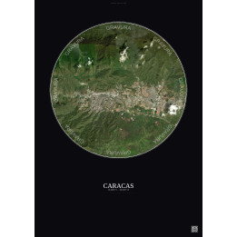 Caracas Satellite View Poster 10km Color | Gravura – Dark background
