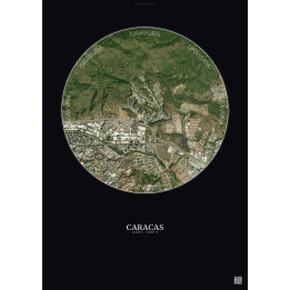 Affiche Caracas – Poster vue satellite 2.5km Couleur | Gravura – Fond foncé