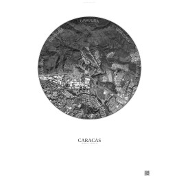 Caracas Satellite View Poster 2.5km B&W | Gravura – Light background