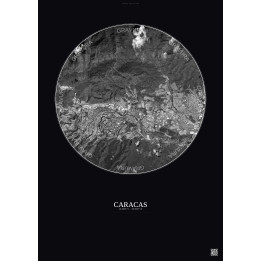 Caracas Satellite View Poster 6km B&W | Gravura – Dark background