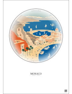Monaco Vintage Travel Poster – Circuit De Monaco | Gravura – Light background 2