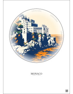 Monaco Vintage Travel Poster – Musee Oceanographique De Monaco | Gravura – Light background 2