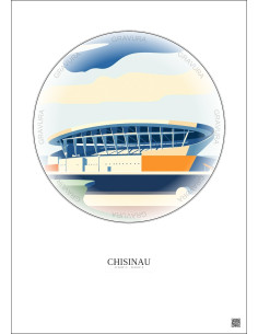 Chisinau Vintage Travel Poster – Stadionul Republican | Gravura – Light background 2
