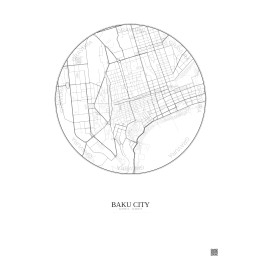Affiche Baku City – Poster carte de ville 2.5km | Gravura – Fond clair