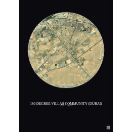 Affiche 180 Degree Villas Community – Poster vue satellite 10km Couleur | Gravura – Fond foncé