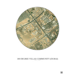 Affiche 180 Degree Villas Community – Poster vue satellite 2.5km Couleur | Gravura – Fond clair