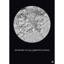 180 Degree Villas Community Satellite View Poster 10km B&W | Gravura – Dark background