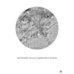 180 Degree Villas Community Satellite View Poster 10km B&W | Gravura – Light background