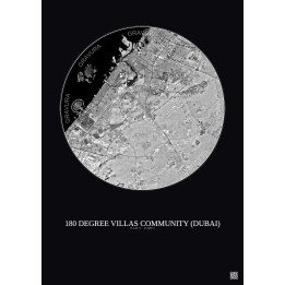 180 Degree Villas Community Satellite View Poster 30km B&W | Gravura – Dark background