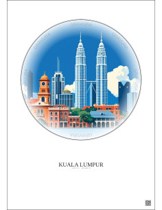 Affiche Kuala Lumpur – Poster illustration vintage – Kuala Lumpur | Gravura – Fond clair 2