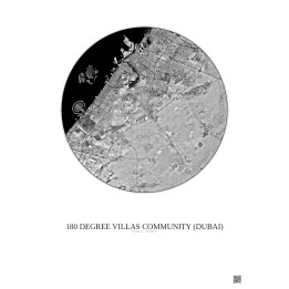 180 Degree Villas Community Satellite View Poster 30km B&W | Gravura – Light background