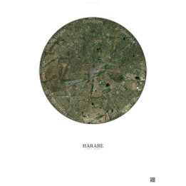 Affiche Harare – Poster vue satellite 10km Couleur | Gravura – Fond clair