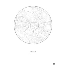 Affiche Skopje – Poster carte de ville 2.5km | Gravura – Fond clair