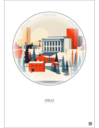 Oslo Vintage Travel Poster – National Museum Of Art Architecture And Design | Gravura – Light background