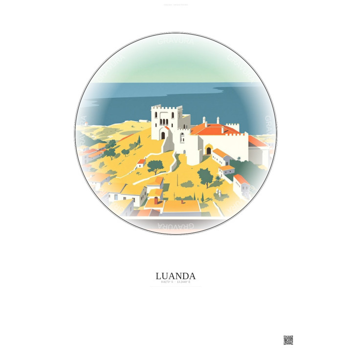 Affiche Luanda – Poster illustration vintage – National Museum Of Slavery | Gravura – Fond clair