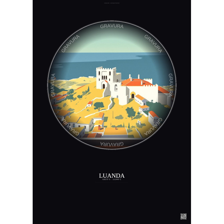 Luanda Vintage Travel Poster – National Museum Of Slavery | Gravura – Dark background