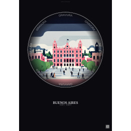 Buenos Aires Vintage Travel Poster – Plaza De Mayo | Gravura – Dark background