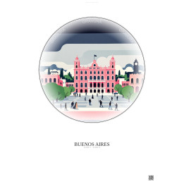 Affiche Buenos Aires – Poster illustration vintage – Plaza De Mayo | Gravura – Fond clair