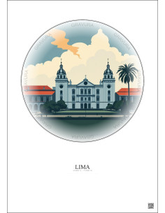 Affiche Lima – Poster illustration vintage – National University Of San Marcos | Gravura – Fond clair 2