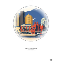 Buenos Aires Vintage Travel Poster – Puerto Madero | Gravura – Light background