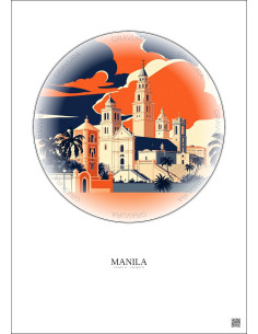 Affiche Manila – Poster illustration vintage – Manila | Gravura – Fond clair 2