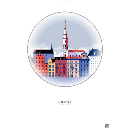 Affiche Vienna – Poster illustration vintage – Historic Old Town Of Vienna | Gravura – Fond clair