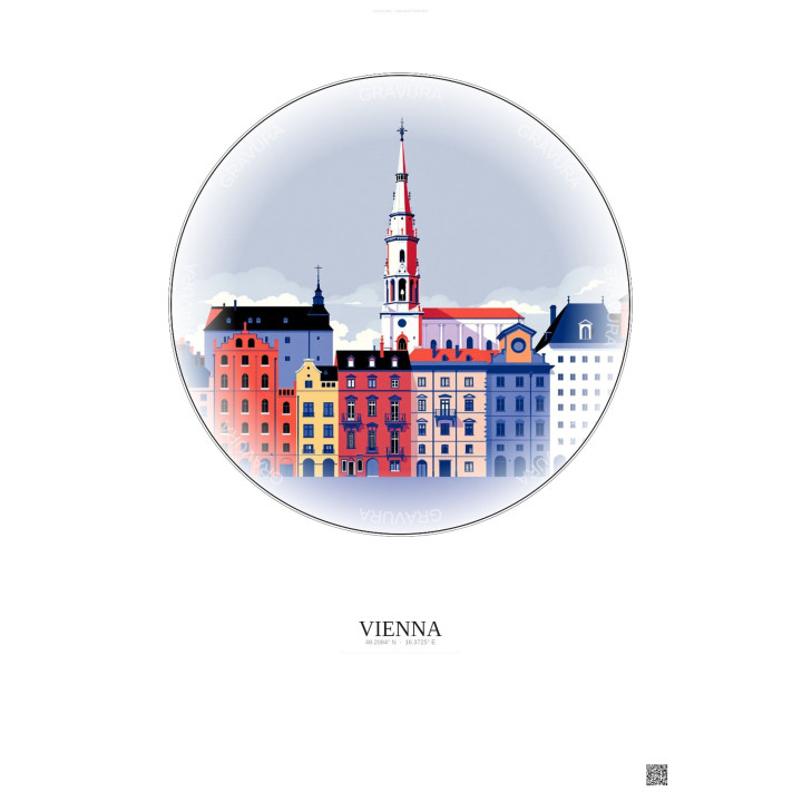 Vienna Vintage Travel Poster – Historic Old Town Of Vienna | Gravura – Light background