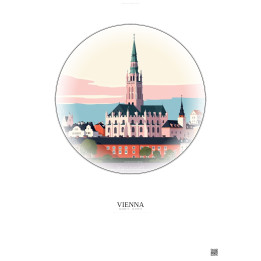 Vienna Vintage Travel Poster – Most Iconic Landmark Of Vienna | Gravura – Light background