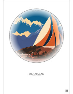 Affiche Islamabad – Poster illustration vintage – Pakistan Monument | Gravura – Fond clair 2