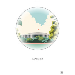 Affiche Canberra – Poster illustration vintage – Parliament House | Gravura – Fond clair