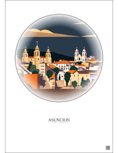 Affiche Asuncion – Poster illustration vintage – Historic Old Town Of Asuncion | Gravura – Fond clair 2