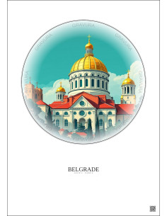 Belgrade Vintage Travel Poster – Church Of Saint Sava | Gravura – Light background 2